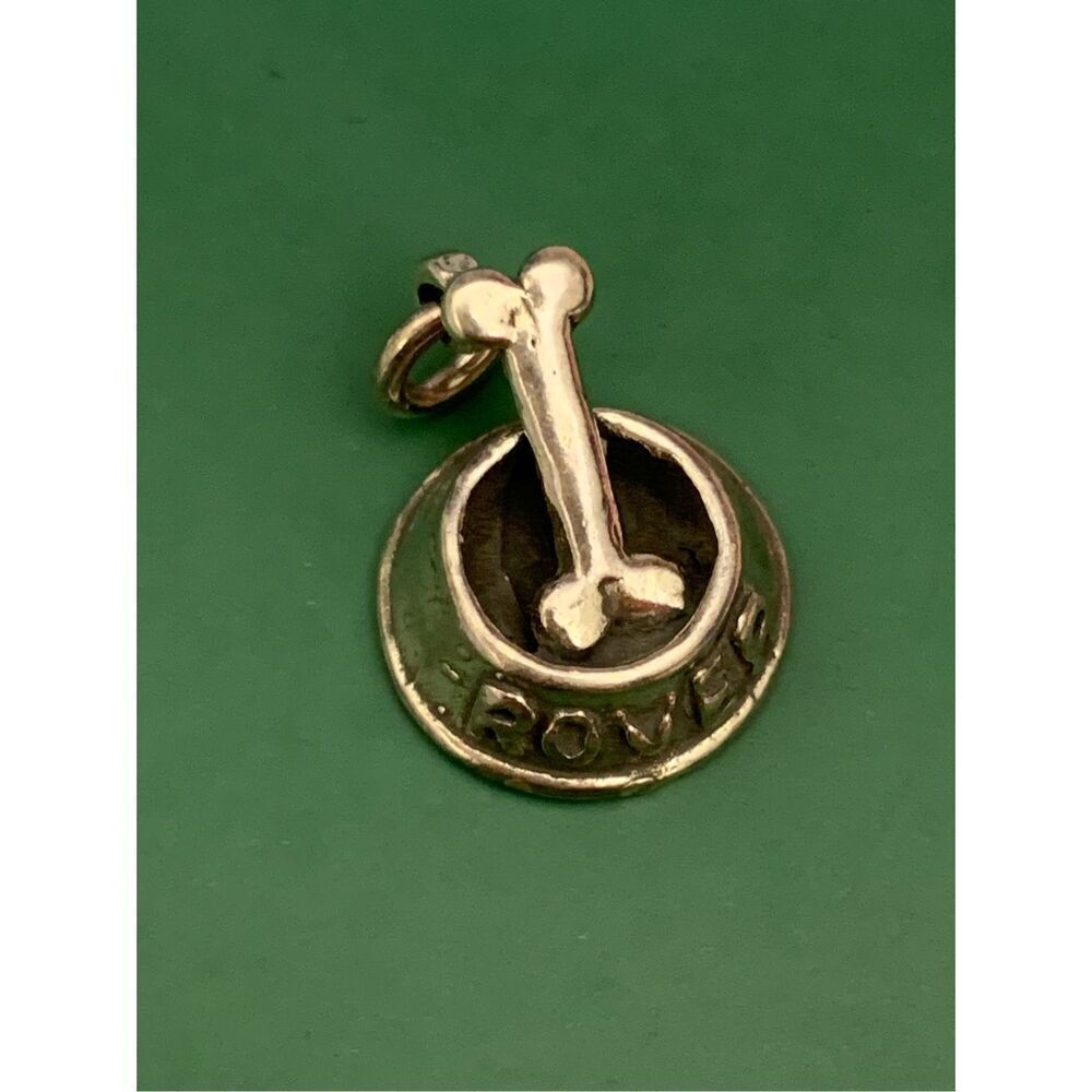 .925 Dog Bowl and Bone Sterling Silver Jewelry Charm #rover